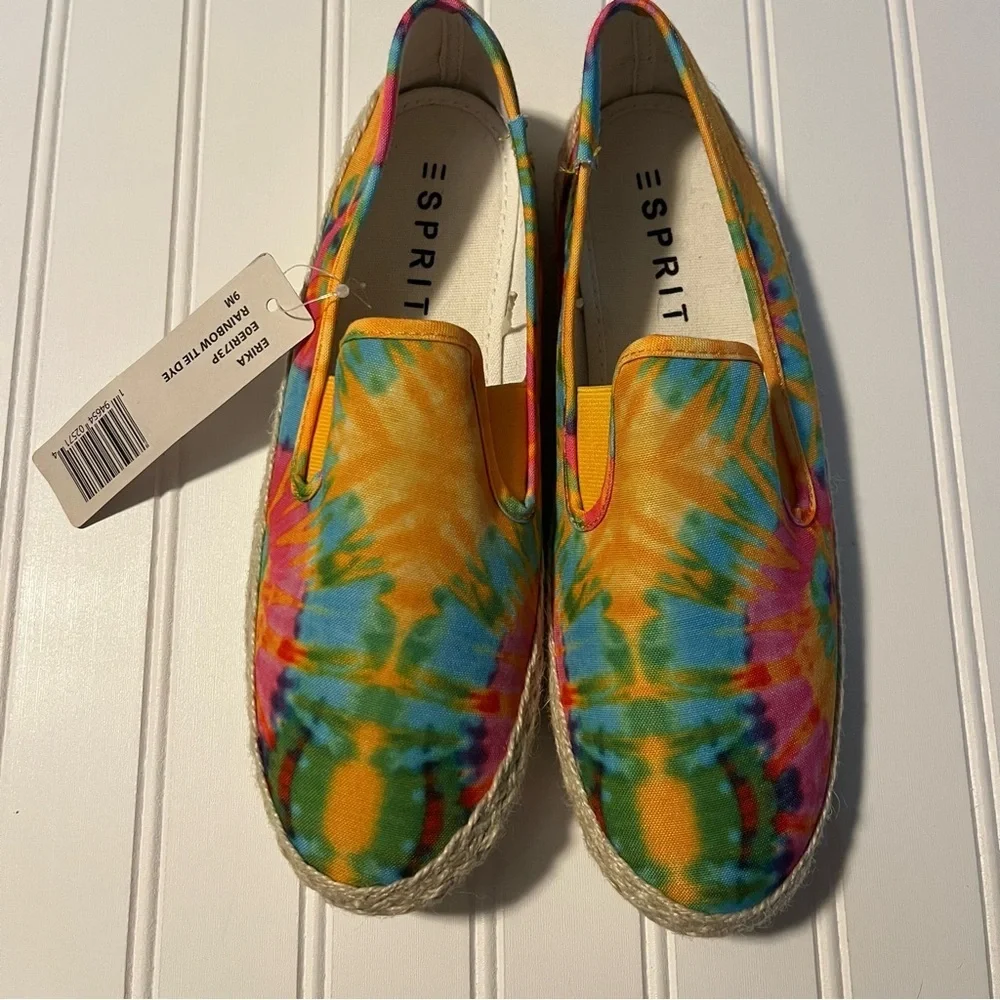 Esprit Erika Rainbow Tie Dye Espadrille Slip-On Shoes Size 9 Concert Festival